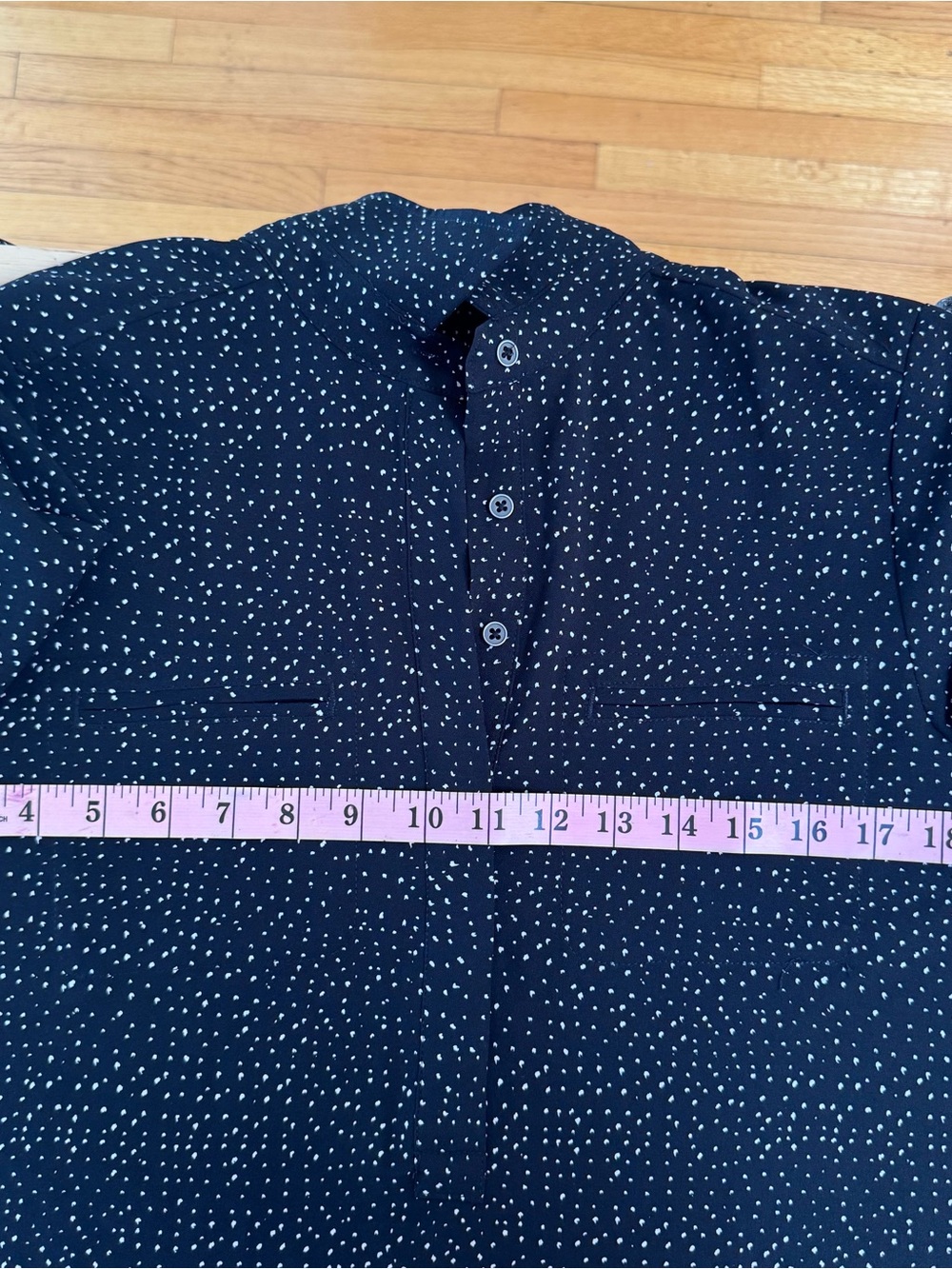Lila Rose Black Micro Polka Dot Roll-Tab Sleeve Tunic Shirtdress‎ Size M - Picture 8 of 9